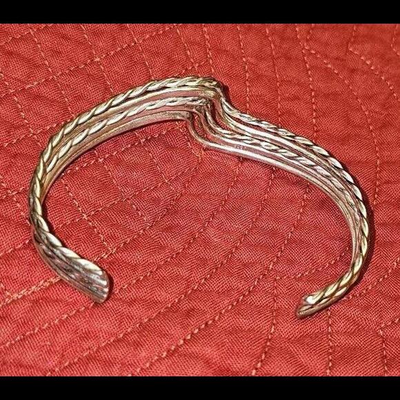 Vintage Signed 925 MEXICO  Braided CUFF BRACELET 6.5" Untested - Picture 4 of 7